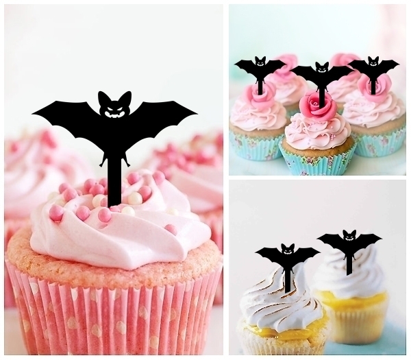 Acrylic Toppers Halloween Flying Bat Design