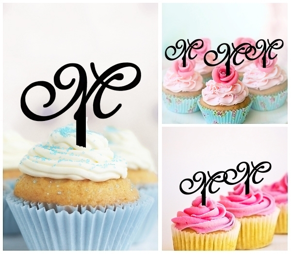 Laser Cut M Letter Alphabet cupcake topper