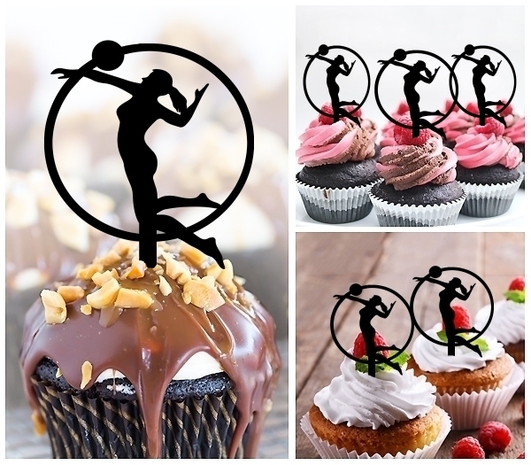 Laser Cut Beach Volleyball cupcake topper