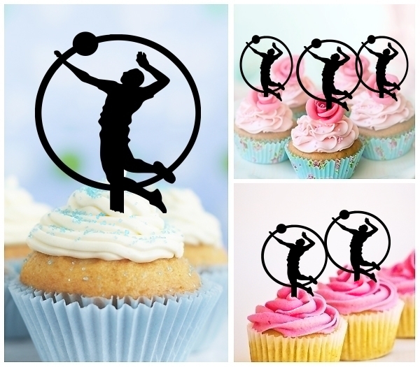 Laser Cut Volleyball Man Sport Player cupcake topper