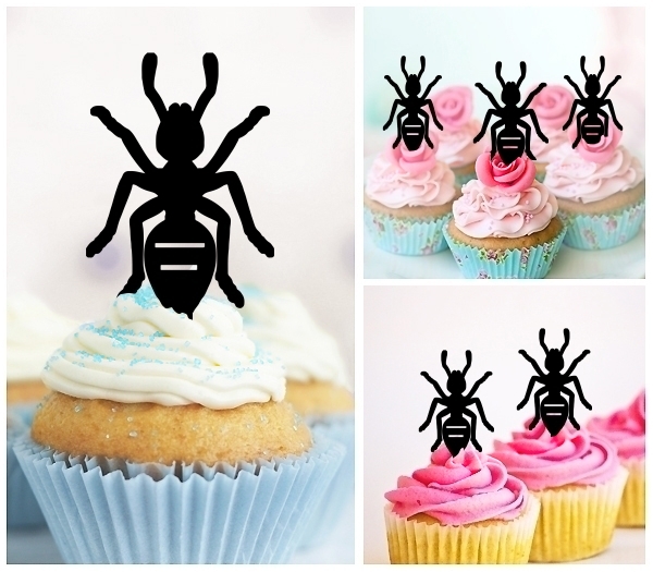 Laser Cut Black Ant Insect Bug cupcake topper