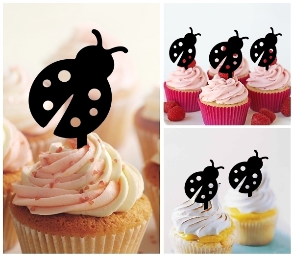 Laser Cut Ladybug Insect cupcake topper