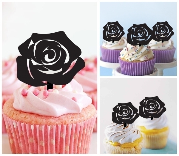 Laser Cut Rose Flower Flora cupcake topper