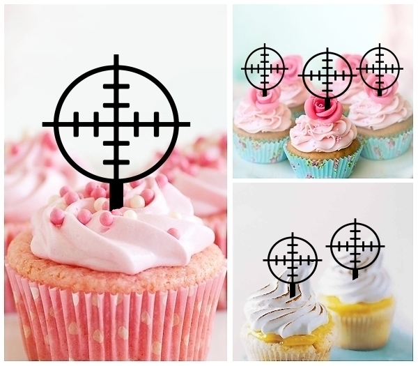 Laser Cut Gun Shooting Target Circle cupcake topper