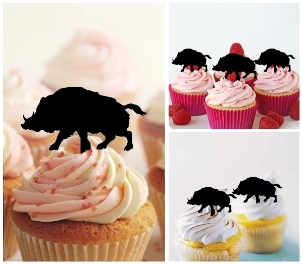 Laser Cut Wild Boar Pig cupcake topper