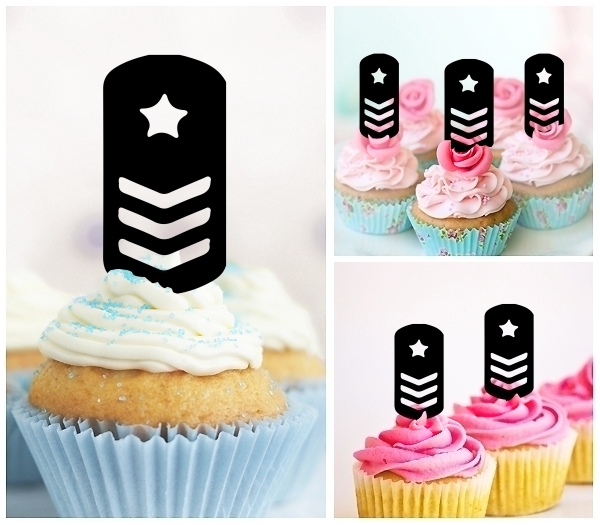Laser Cut Military Badges Army Rank cupcake topper