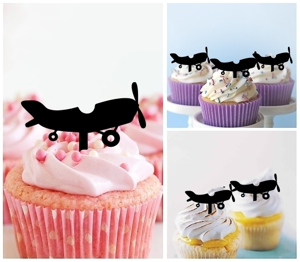 Laser Cut Antique Vintage Airplane cupcake topper