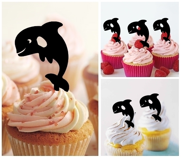 Laser Cut Smile Dolphin cupcake topper
