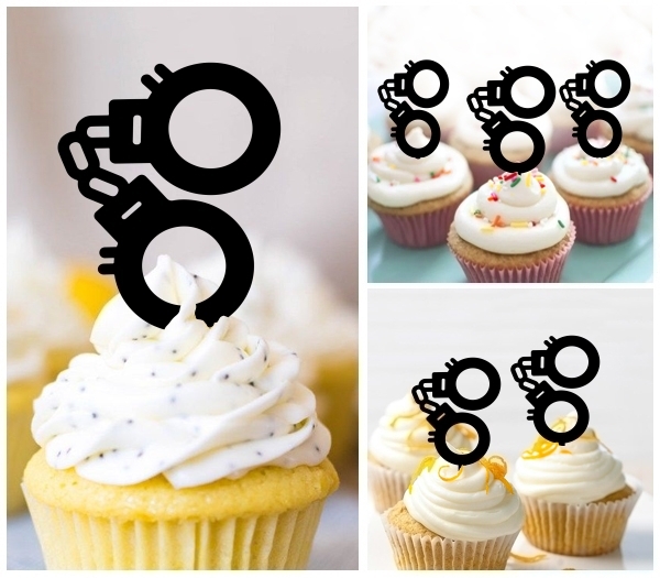 Laser Cut Handcuffs cupcake topper