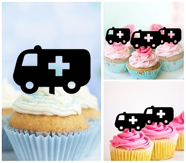 Laser Cut Emergency Car Ambulance cupcake topper