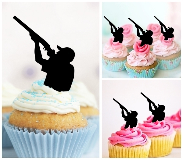 Laser Cut Hunter Shoot Shotgun cupcake topper