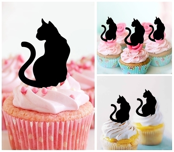 Laser Cut Sitting Cat Back cupcake topper