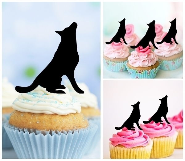 Laser Cut Pet Dog Sitting cupcake topper