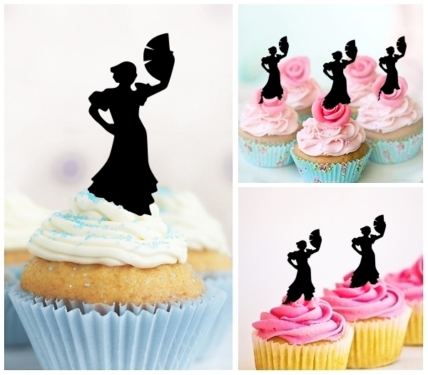 Laser Cut Flamenco Dancing Woman cupcake topper