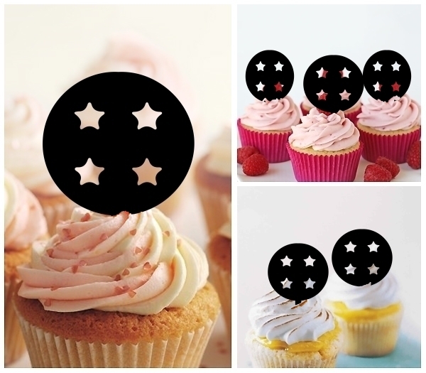 Laser Cut Four Star Ball cupcake topper