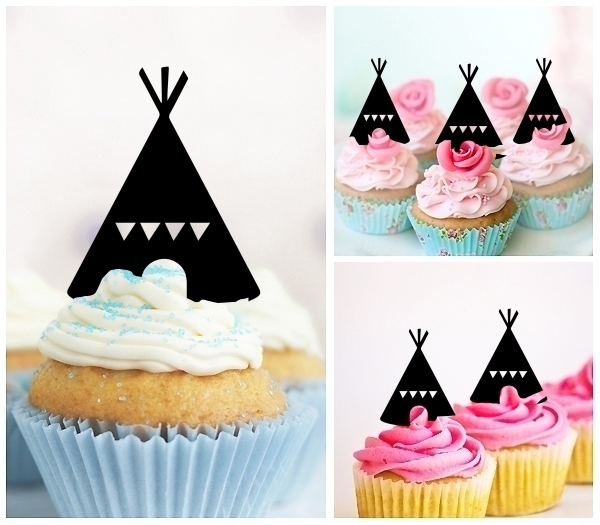 Laser Cut Red Indian Teepee Tent cupcake topper