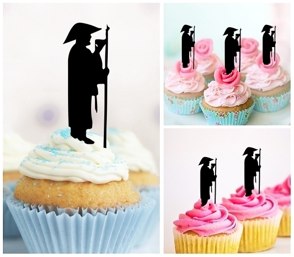 Laser Cut Walking Monk cupcake topper