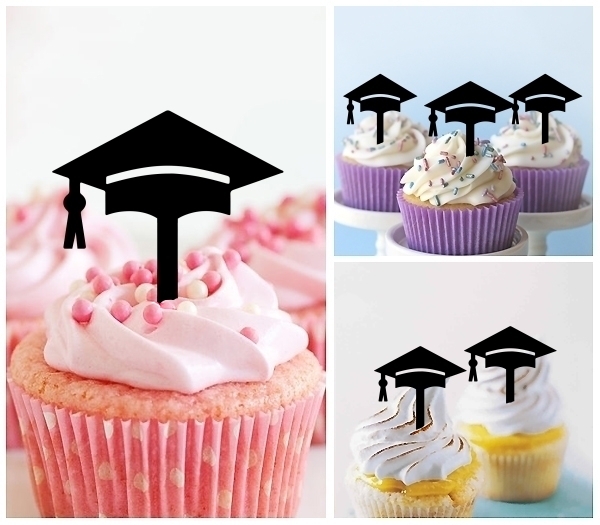 Laser Cut Square Academic Cap Graduation cupcake topper