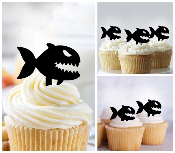 Laser Cut Piranha Fish cupcake topper
