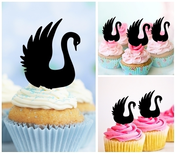 Laser Cut Swan Raised Wings cupcake topper