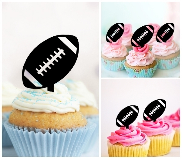 Laser Cut American Football Rugby Ball cupcake topper