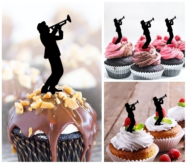 Laser Cut Music Jazz Trumpet Saxophone cupcake topper