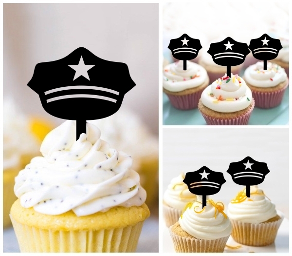 Laser Cut Police Hat cupcake topper