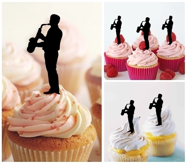 Laser Cut Jazz Musician Saxophone cupcake topper