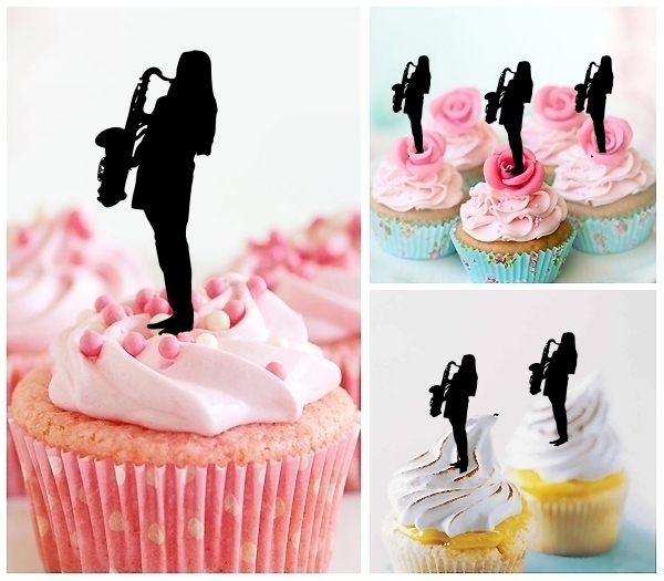 Laser Cut Female Jazz Saxophone cupcake topper