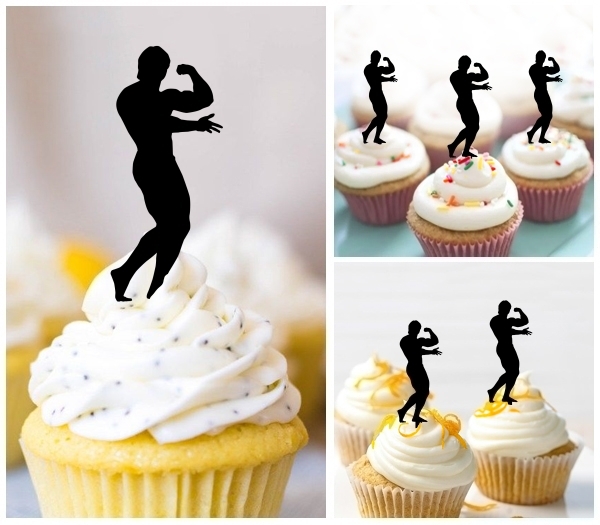 Laser Cut Muscle Fitness Man cupcake topper