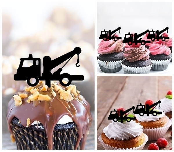 Laser Cut City Tow Truck cupcake topper