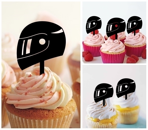 Laser Cut Racing Motorcycle Helmet cupcake topper
