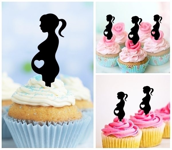 Laser Cut Pregnant Woman cupcake topper