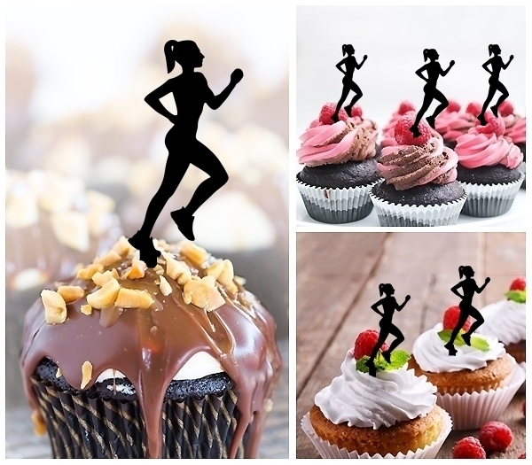 Laser Cut Running Female Jogging Girl cupcake topper