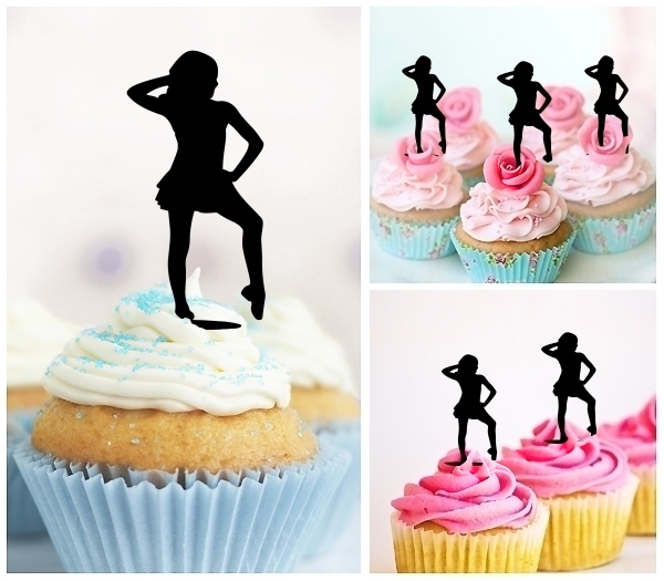 Laser Cut Girl Dancing cupcake topper