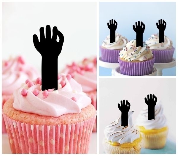 Laser Cut Cute Zombie Hand cupcake topper