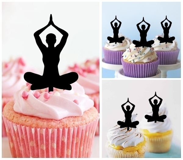 Laser Cut Yoga Sitting Female cupcake topper