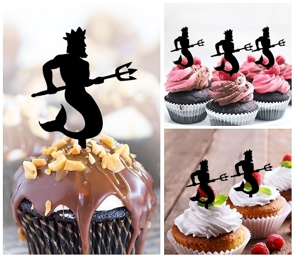 Laser Cut Neptune Greek God Poseidon cupcake topper