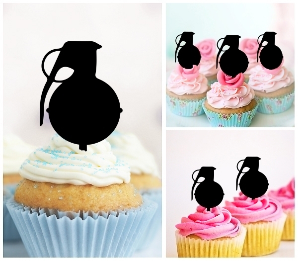 Laser Cut Grenade Hand Bomb cupcake topper