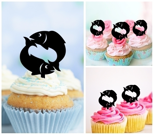 Laser Cut Fish Pisces Zodiac cupcake topper