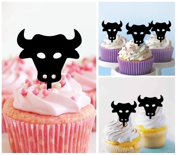 Laser Cut Bull Head cupcake topper