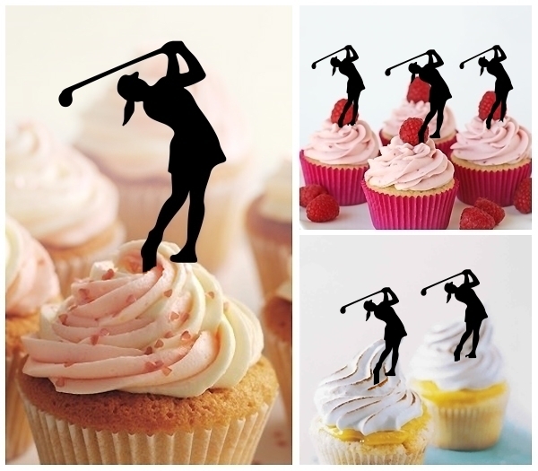 Laser Cut Golf Lady cupcake topper
