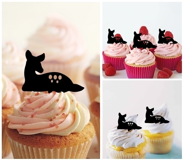 Laser Cut Deer Sleep cupcake topper
