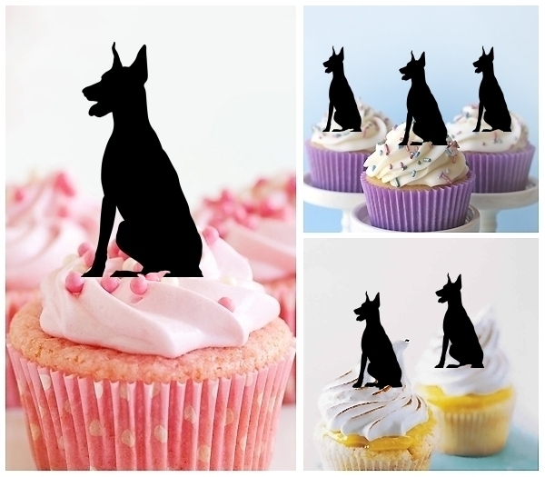 Laser Cut Doberman Sitting Dog cupcake topper