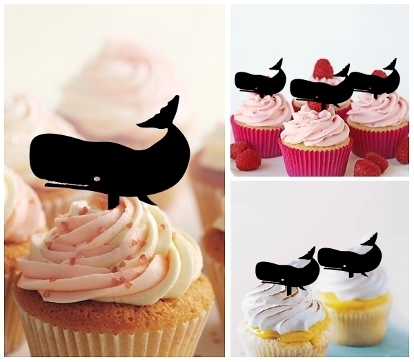 Laser Cut Sperm Whale cupcake topper