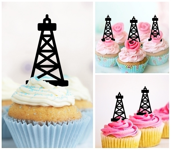 Laser Cut Petroleum Tower Derrick cupcake topper