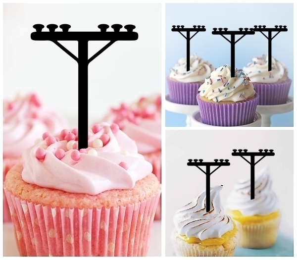 Laser Cut Electric Pole Power Lines cupcake topper