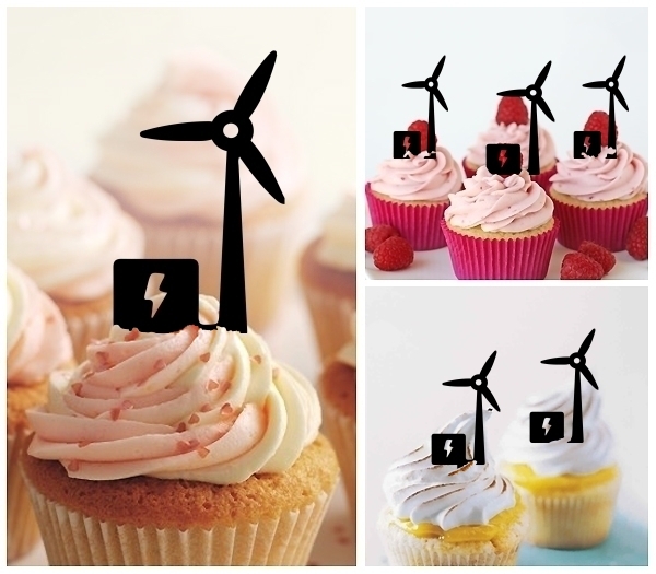 Laser Cut Wind Power Energy cupcake topper
