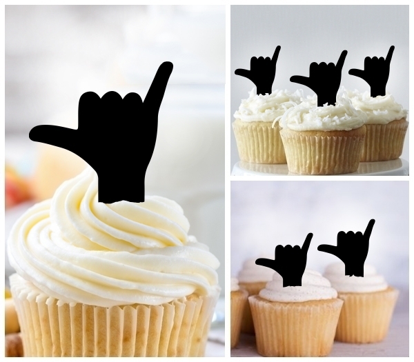 Laser Cut Shaka Hand Sign cupcake topper