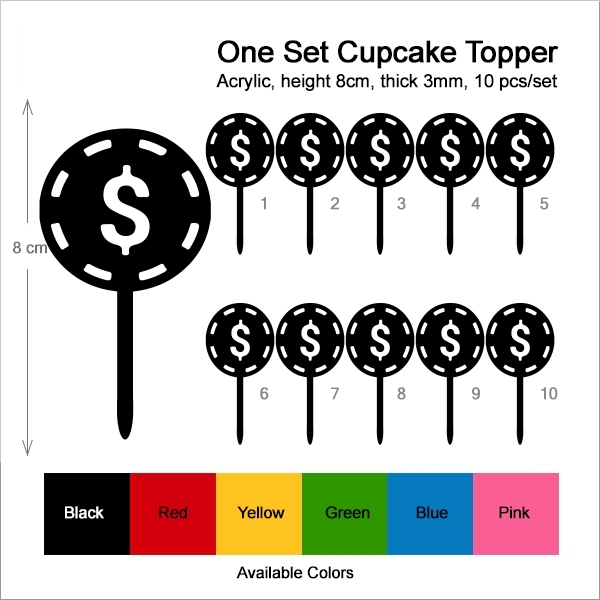 Dollar Symbol Poker Piece Cupcake